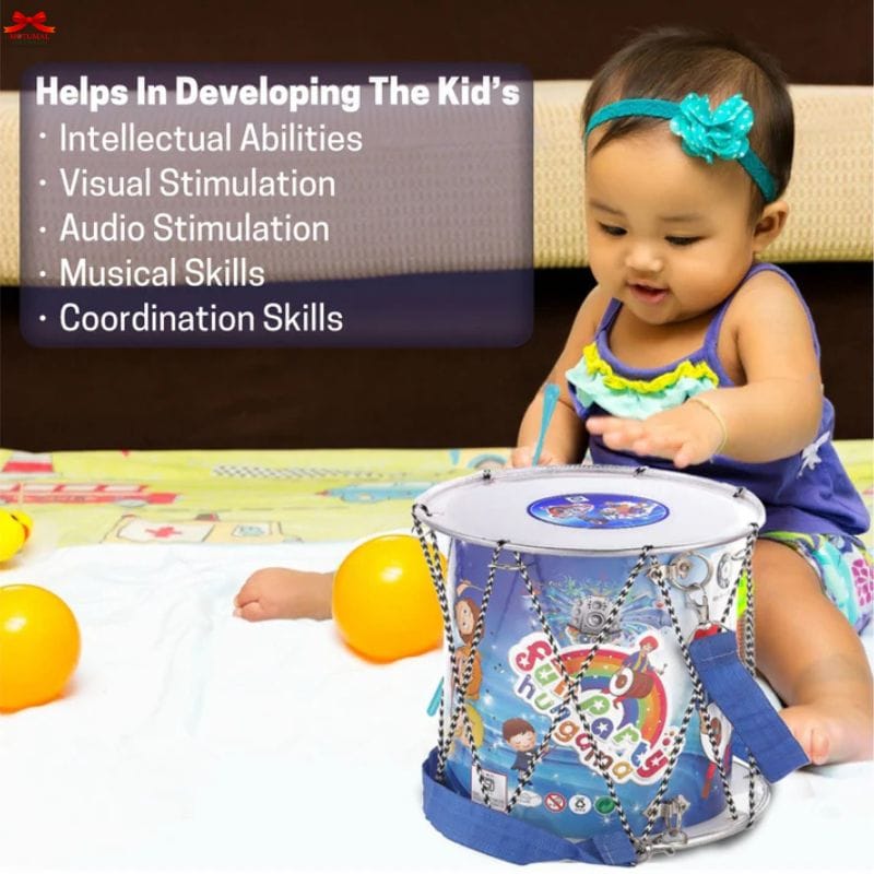 Rocking Band Kids Dhol Musical Toy Drum Sticks Strap Motumal-motumal