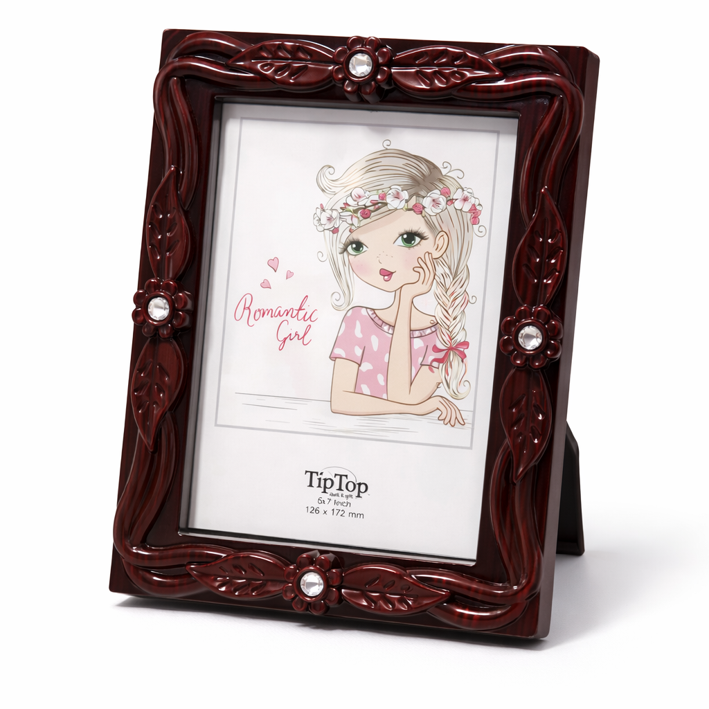 Romantic Girl Photo Frame Burgundy Floral Wall Decor Motumal-motumal