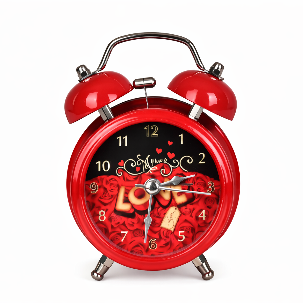 Romantic Love Alarm Clock Red Roses Design Motumal-motumal