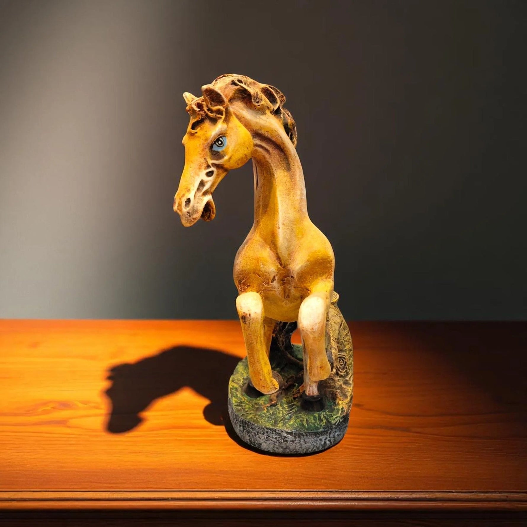 Royal Rearing Horse Showpiece Golden Brown Finish Statue Motumal-motumal