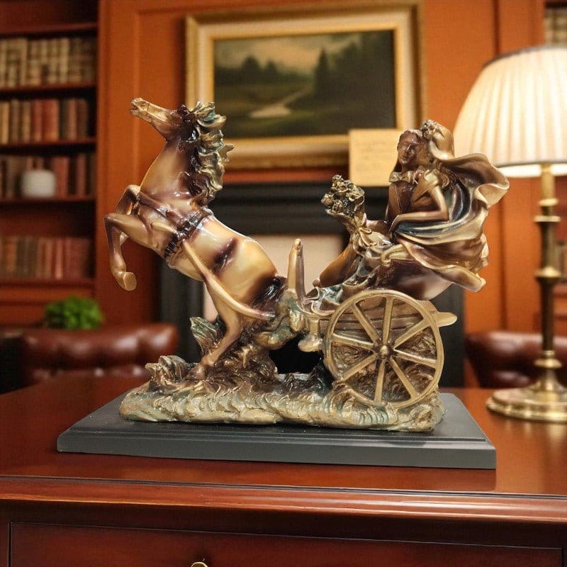 Royal Romance Horse Chariot Couple Handcrafted Showpiece Motumal-motumal