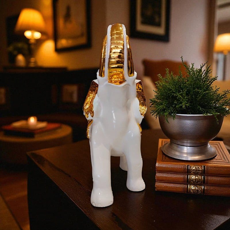 Royal White Golden Elephant Figurine Home Decor Motumal-motumal
