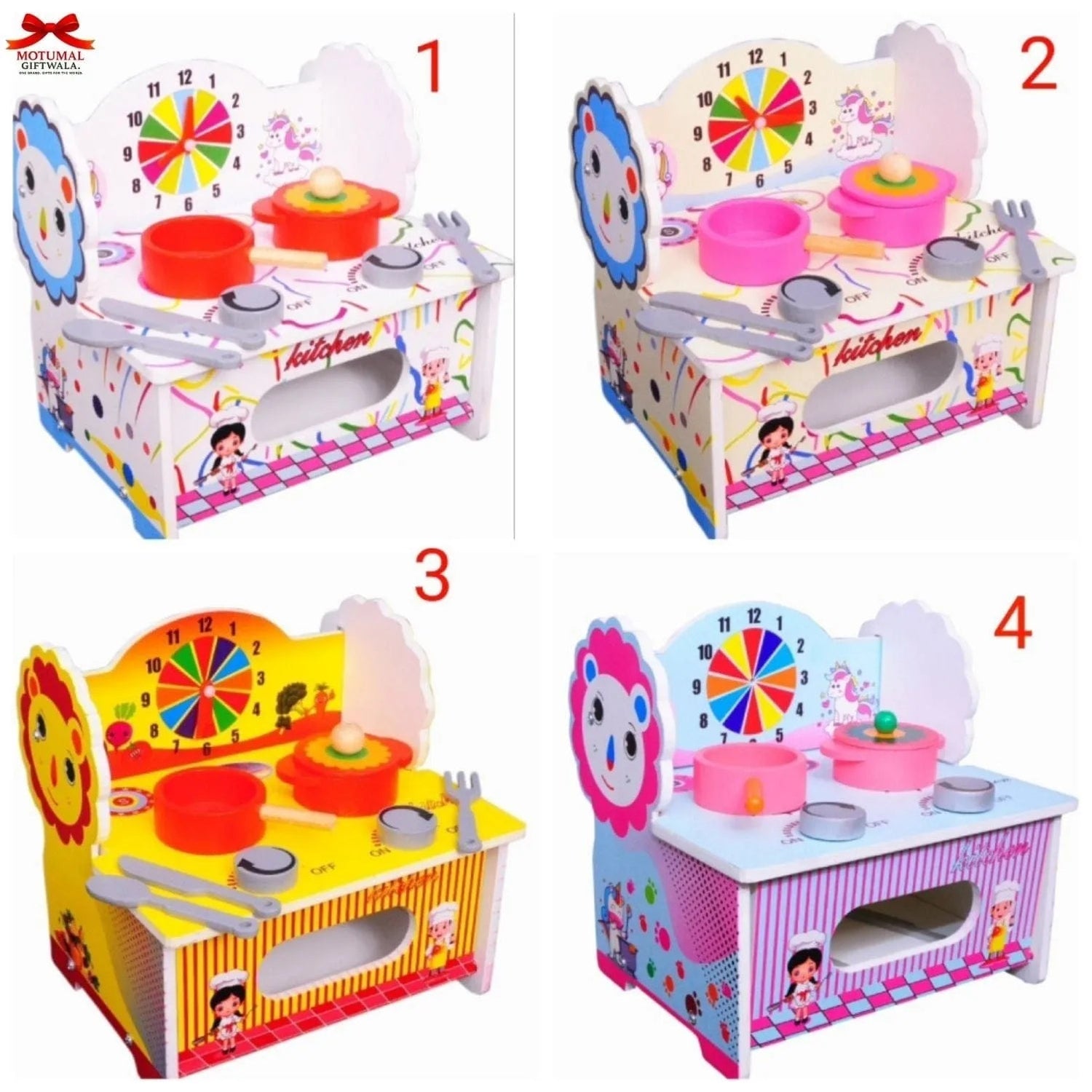 Simarr My First Kitchen Play Toy Colorful Apron Included Motumal-motumal