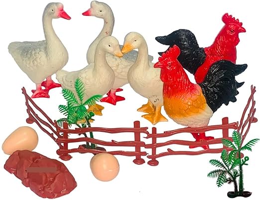 Six Farm Bird Figures Eggs Included Non Toxic Plastic Motumal-motumal