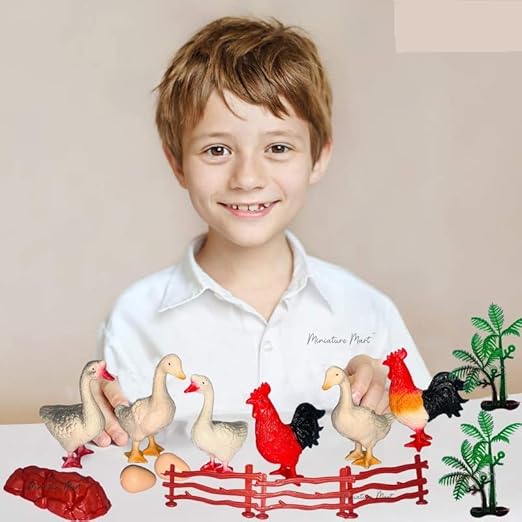 Six Farm Bird Figures Eggs Included Non Toxic Plastic Motumal-motumal