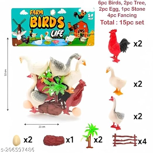 Six Farm Bird Figures Eggs Included Non Toxic Plastic Motumal-motumal