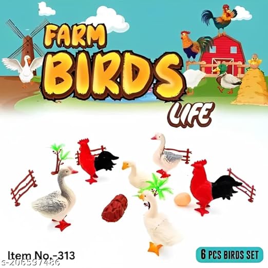 Six Farm Bird Figures Eggs Included Non Toxic Plastic Motumal-motumal