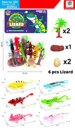 Six Multicolor Lizard Playset Jungle Accessories Trees Eggs Motumal-motumal