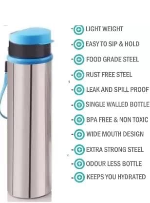 Sleek Flip Top Stainless Steel Water Bottle 700ML Motumal-motumal