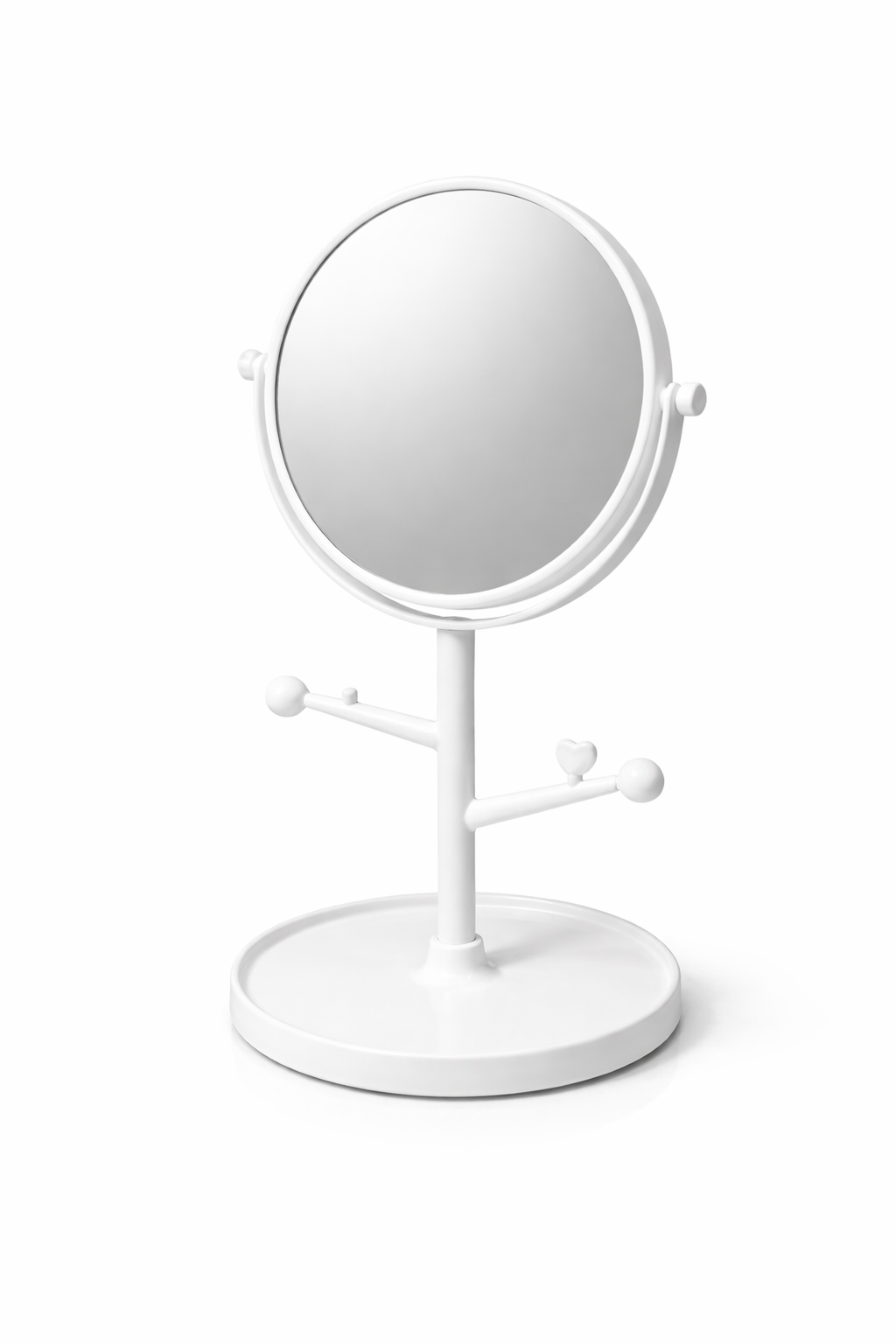Sleek White Vanity Mirror On Stand Round Tilt Desk Motumal-motumal