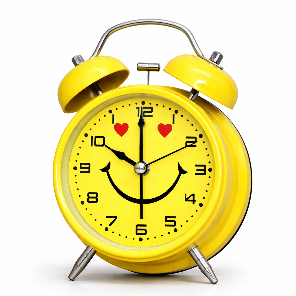 Smiley Face Yellow Alarm Clock Bright Bedside Decor Motumal-motumal