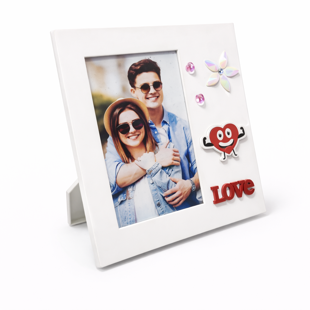 Smiling Couple Decorative Photo Frame Heart Love Accent Motumal-motumal