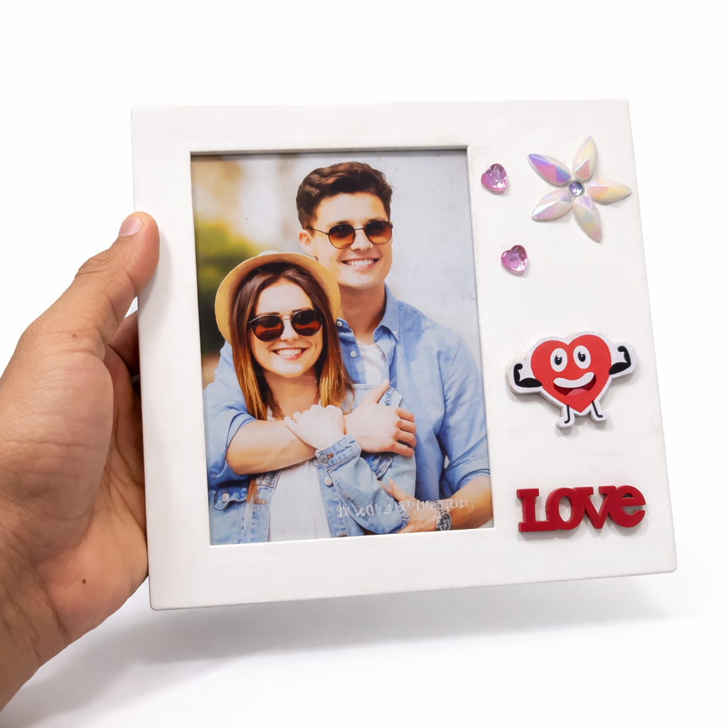 Smiling Couple Decorative Photo Frame Heart Love Accent Motumal-motumal