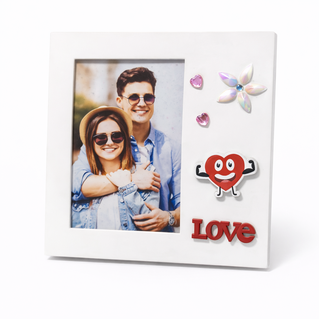 Smiling Couple Decorative Photo Frame Heart Love Accent Motumal-motumal
