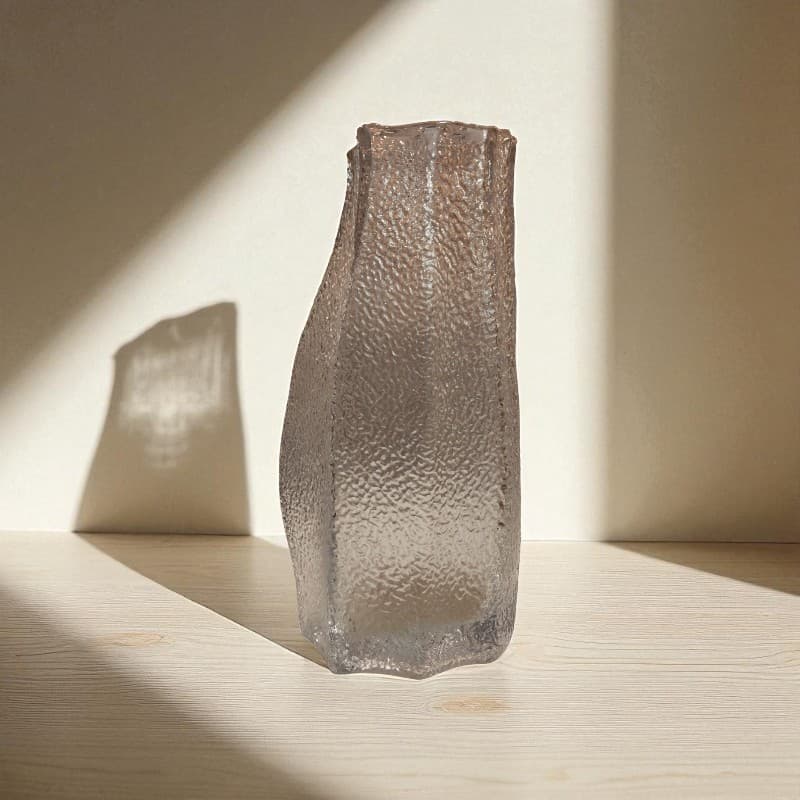 Smokey Elegance Textured Glass Vase Modern Home Decor Motumal-motumal