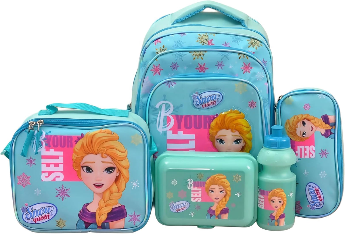 Snow Queen 5-in-1 Kids School Backpack Lunchbox Bottle-motumal