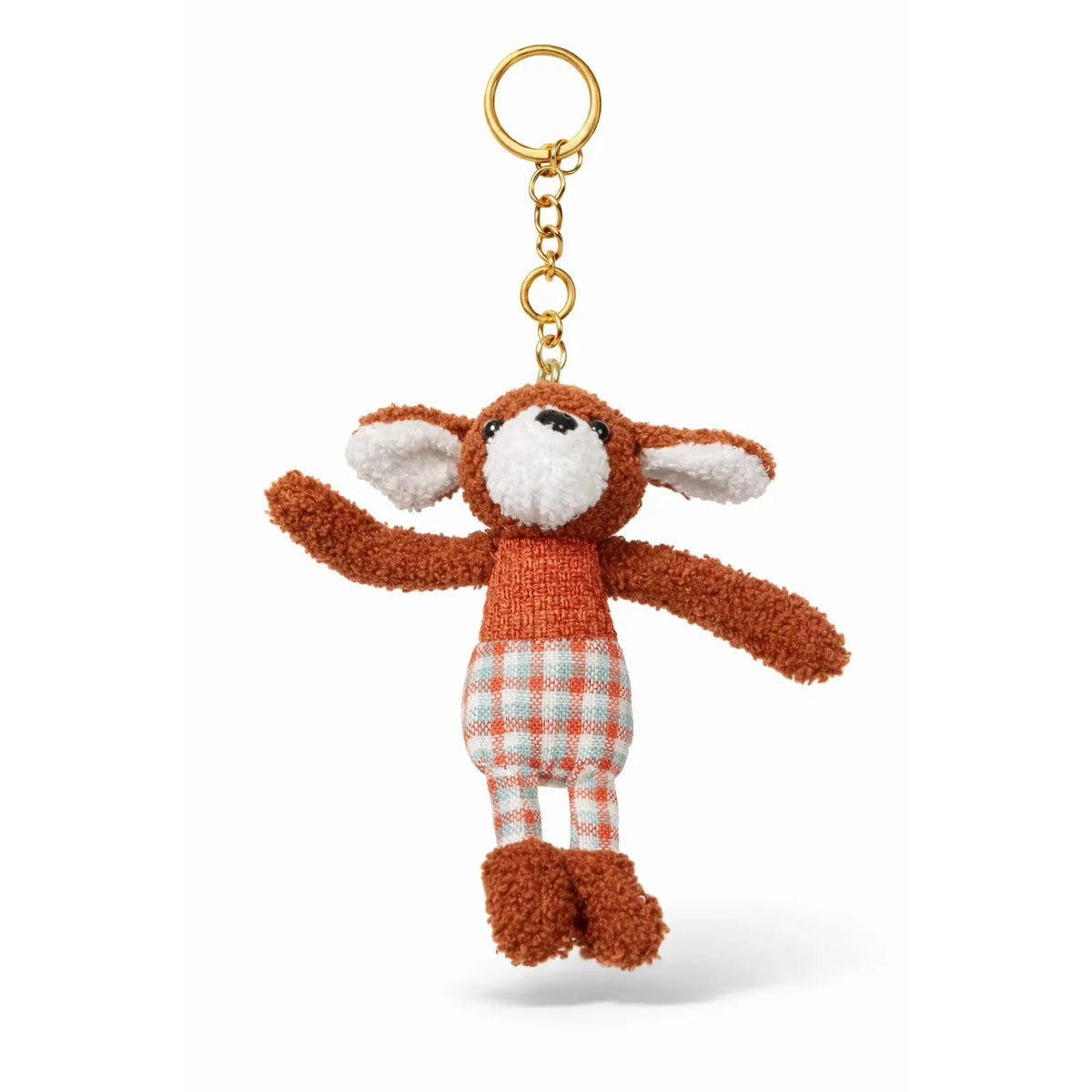 Soft Plush Deer Keychain Gingham Overalls Cute Accessory Motumal-motumal