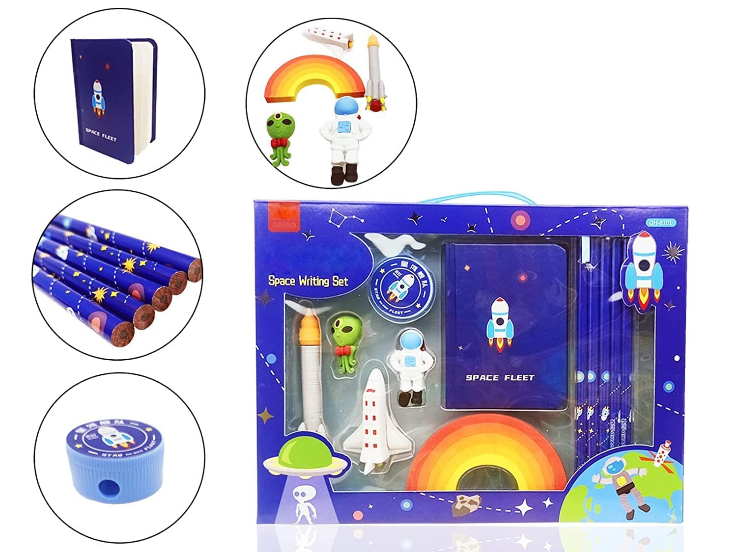 Space Exploration Stationery Kit Kids Pencils Diary Rocket Motumal-motumal