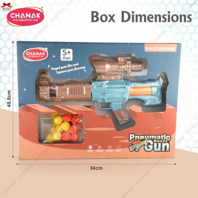 Space Explorer Pneumatic Gun 24 Foam Balls Safe ABS Motumal-motumal