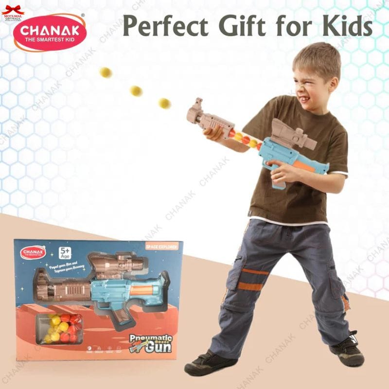 Space Explorer Pneumatic Gun 24 Foam Balls Safe ABS Motumal-motumal