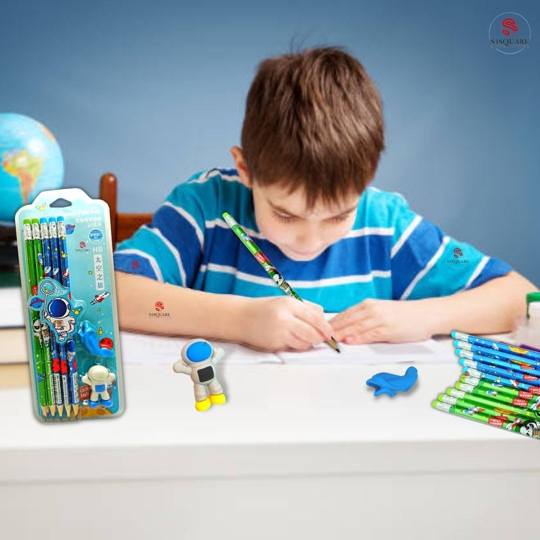 Space Themed Rubber Tip Pencils Educational Gift Kids Motumal-motumal