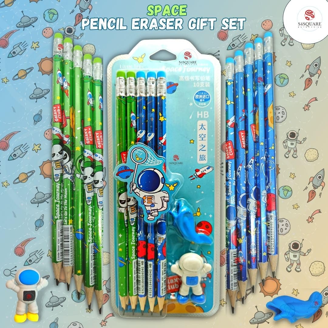 Space Themed Rubber Tip Pencils Educational Gift Kids Motumal-motumal