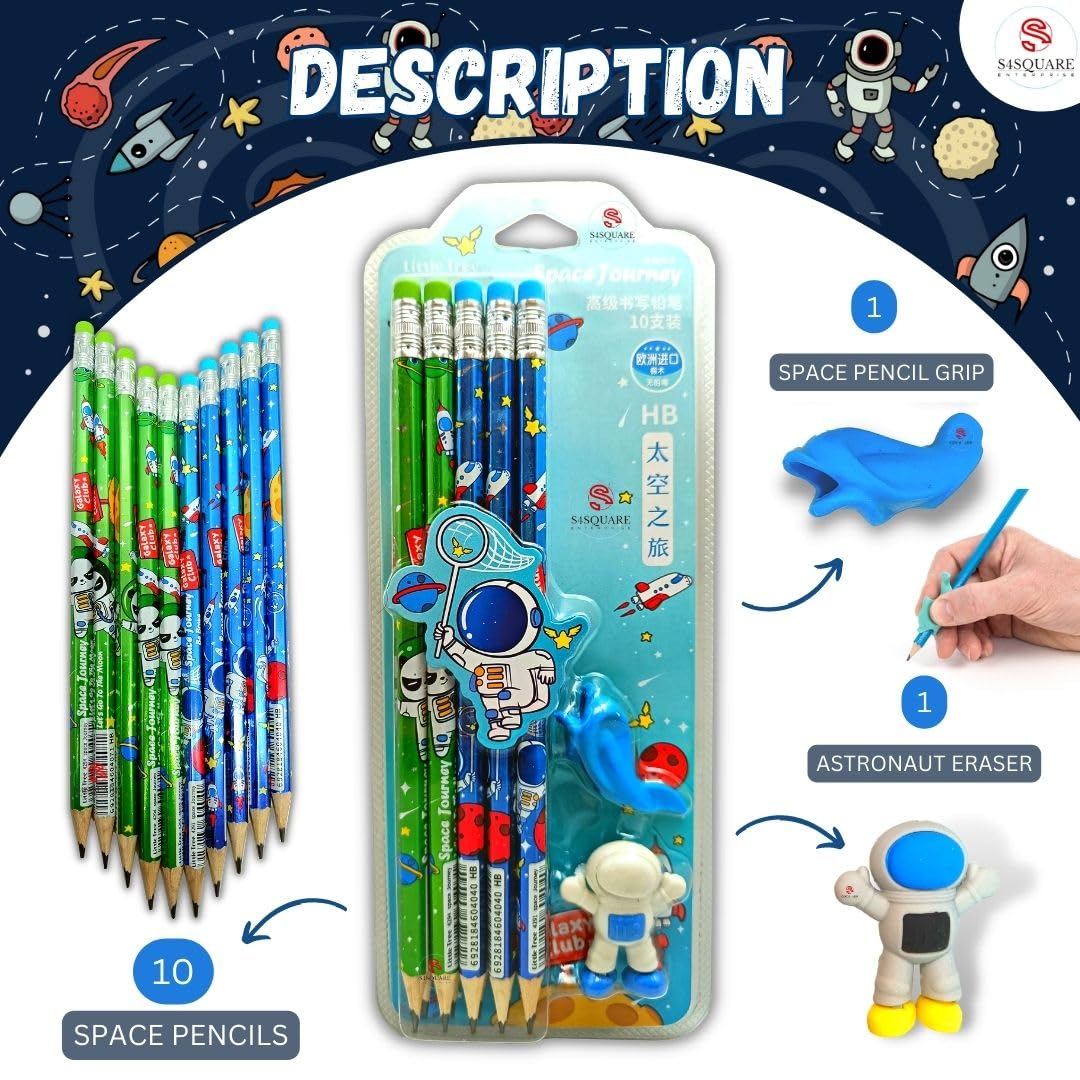 Space Themed Rubber Tip Pencils Educational Gift Kids Motumal-motumal