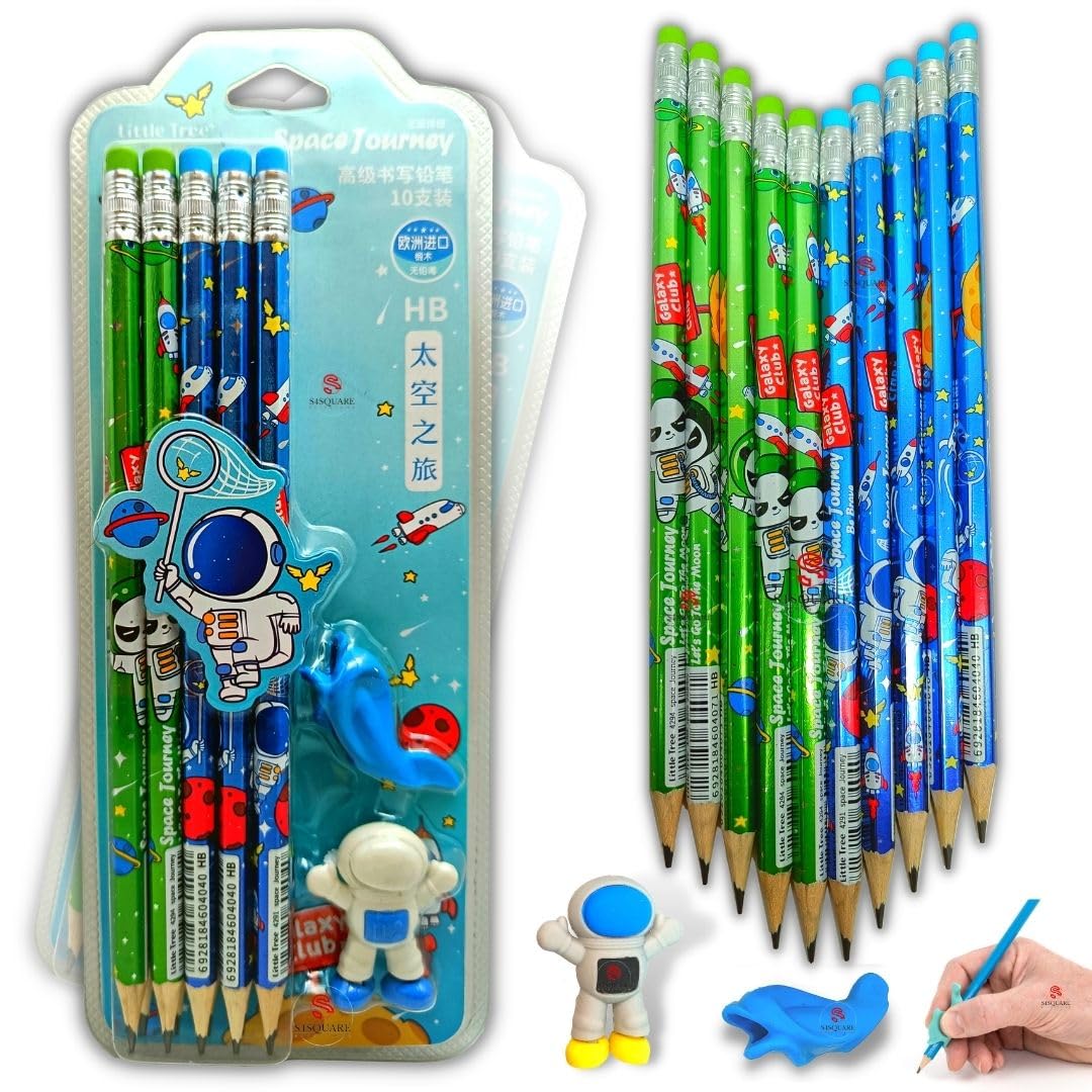 Space Themed Rubber Tip Pencils Educational Gift Kids Motumal-motumal