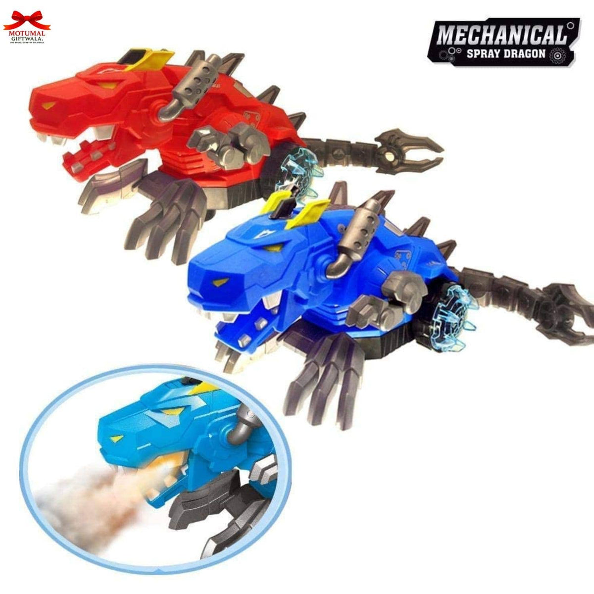 Spray Dinosaur Toy Mechanical Dragon LED Light Smoke Action Motumal-motumal