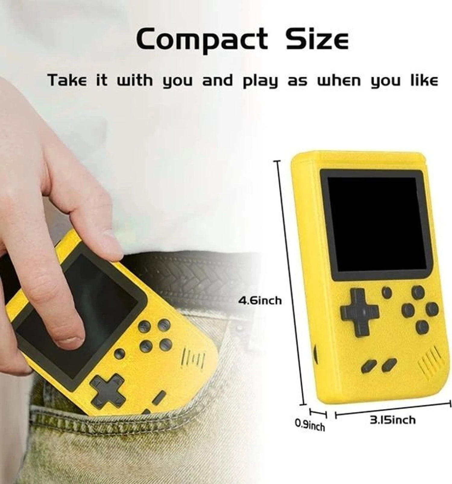 SUP Retro Handheld Game Console 400 Built-In Games Yellow-motumal
