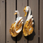 Swan Couple Showpiece Golden Wings Decor Home Gift Motumal-motumal
