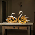 Swan Couple Showpiece Golden Wings Decor Home Gift Motumal-motumal