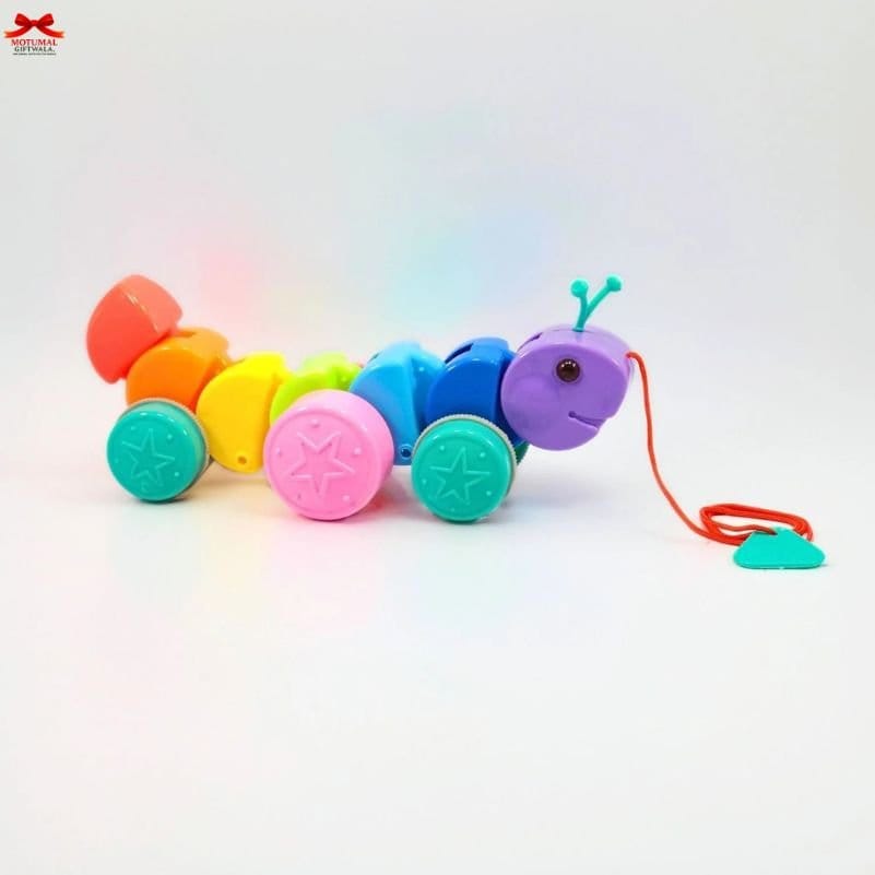 Swirly Caterpillar Rainbow Musical Pull Along Toy Motumal-motumal