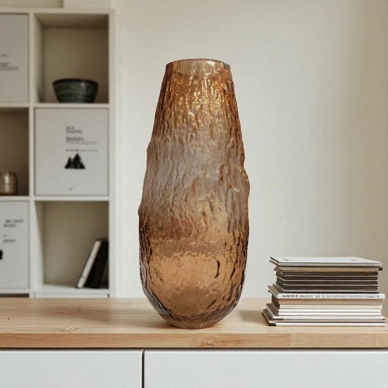 Tall Amber Glass Vase Elegant Home Decor Accent Motumal-motumal