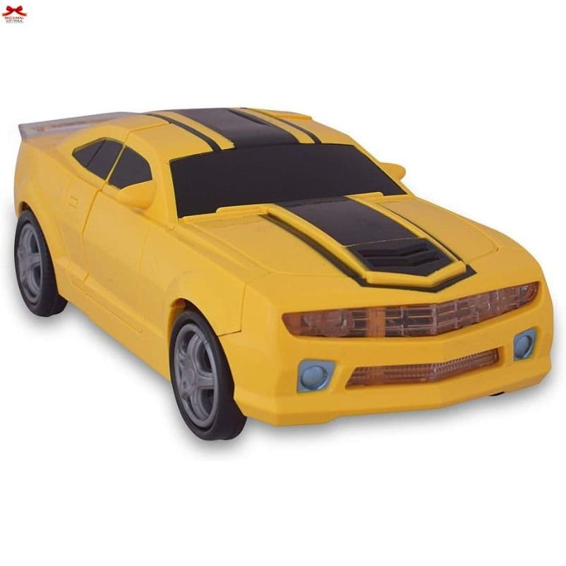 Transforming Car Robot Toy Remote Control Yellow Sports Car-motumal