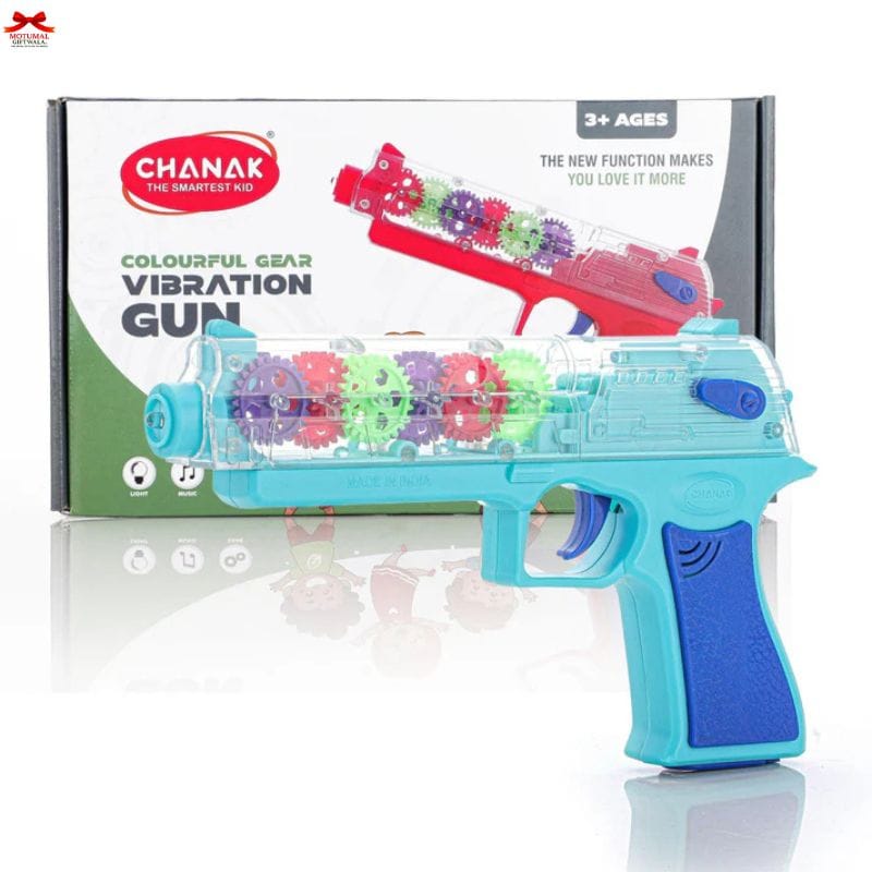 Transparent Gear Toy Gun Rotating Lights Music Blaster Motumal-motumal
