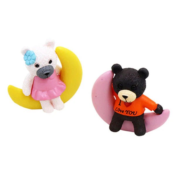 Two Moon Teddy Bear Keychain Figures Cute Kids Toy Motumal-motumal