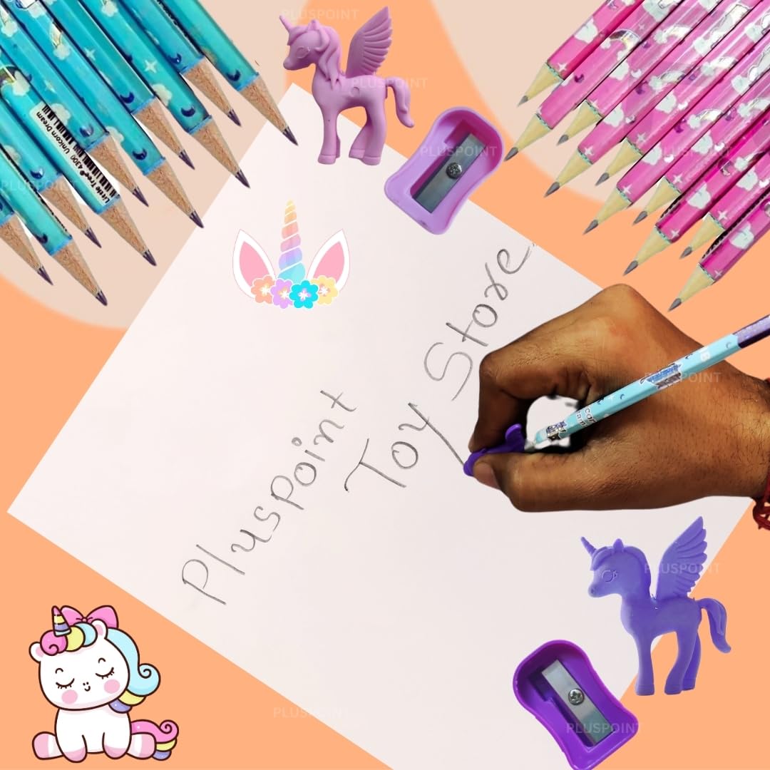 Unicorn Pencils Erasers Sharpener Colorful Kids Classroom Kit Motumal-motumal