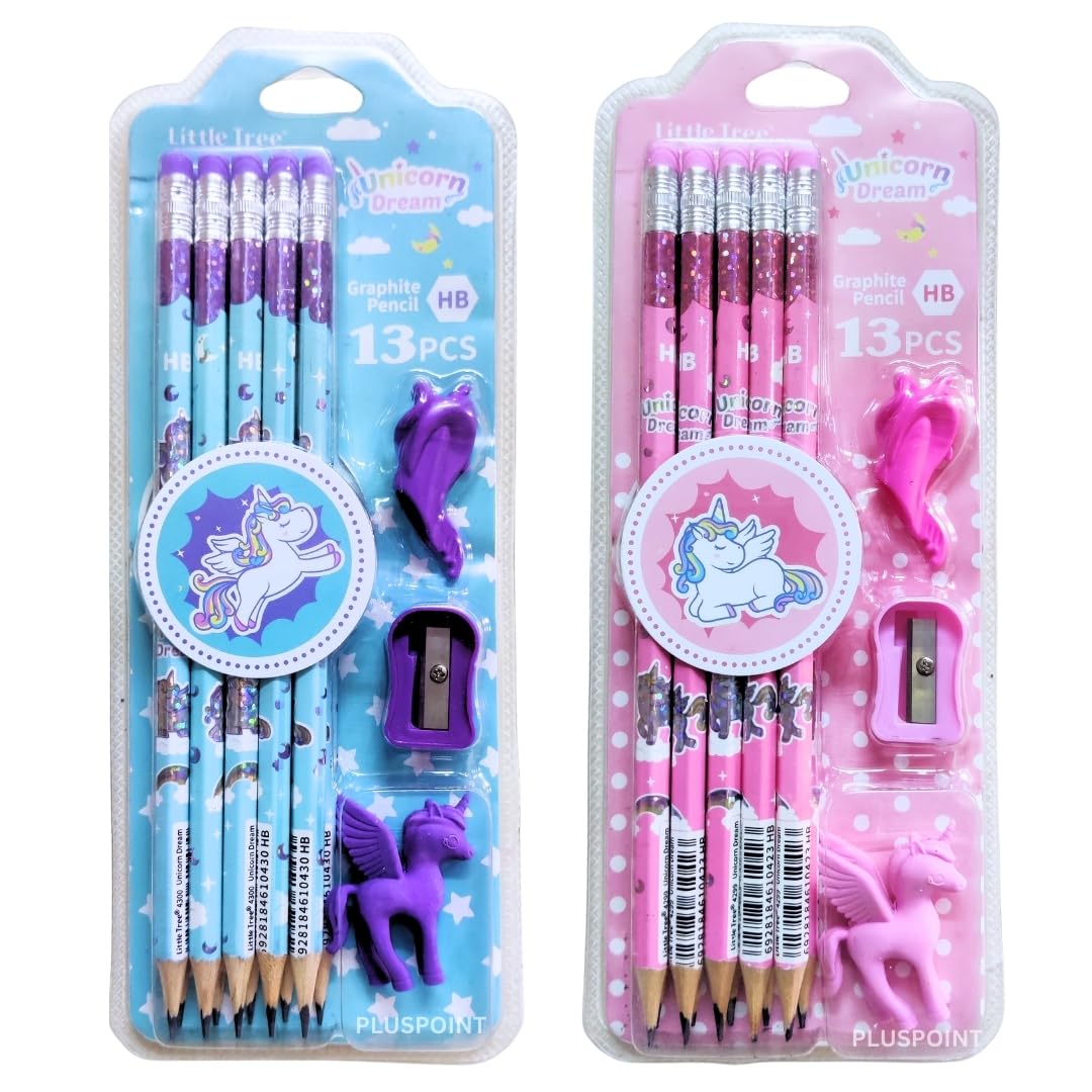 Unicorn Pencils Erasers Sharpener Colorful Kids Classroom Kit Motumal-motumal