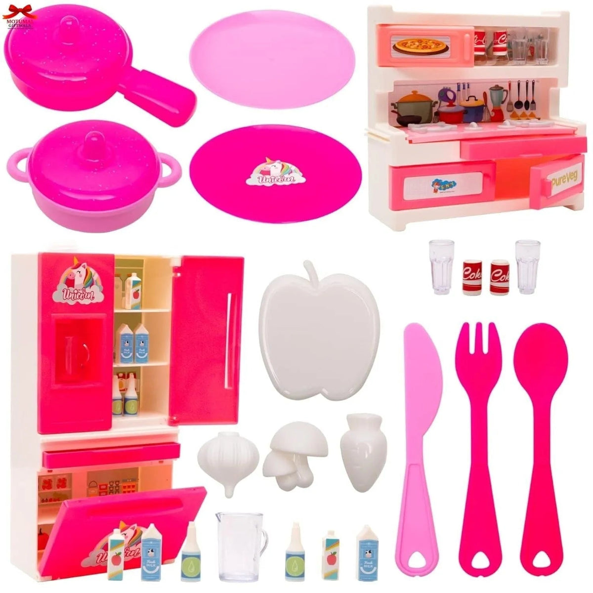 Unicorn Pink Kitchen Playset 25 Cooking Utensils Included Motumal-motumal