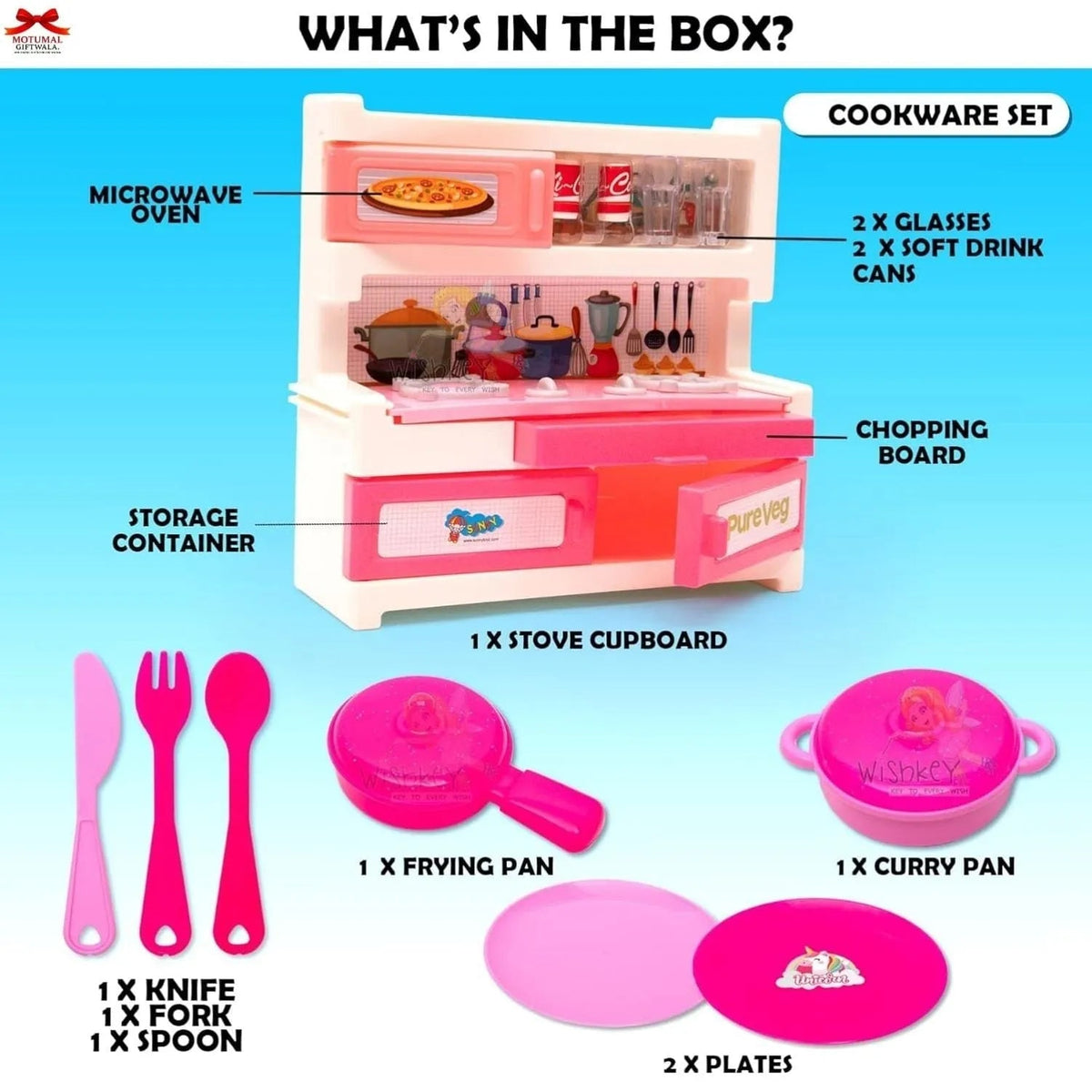 Unicorn Pink Kitchen Playset 25 Cooking Utensils Included Motumal-motumal