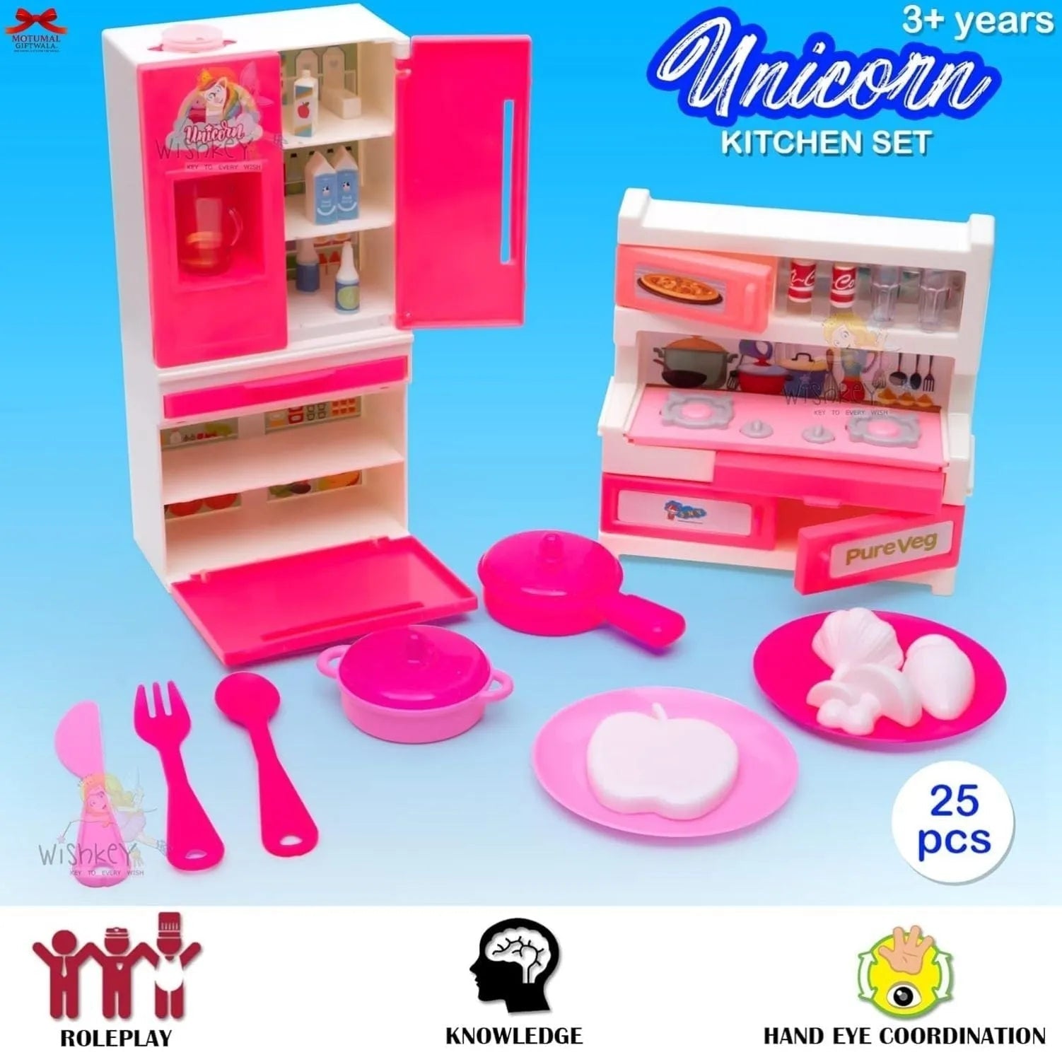 Unicorn Pink Kitchen Playset 25 Cooking Utensils Included Motumal-motumal