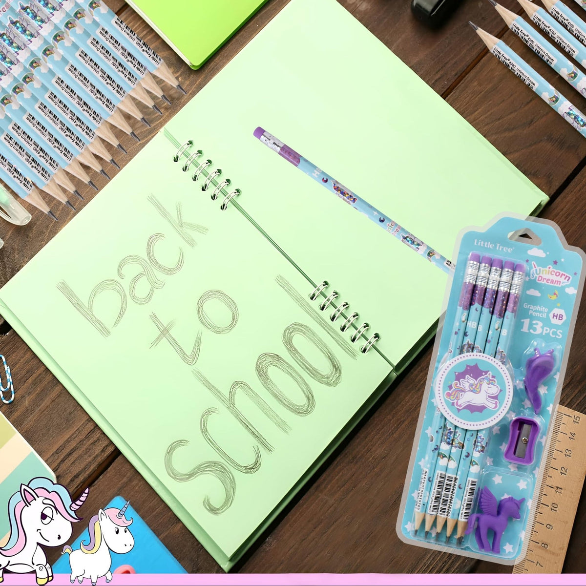 Unicorn Themed Stationery Pencils Erasers Bundle Motumal-motumal