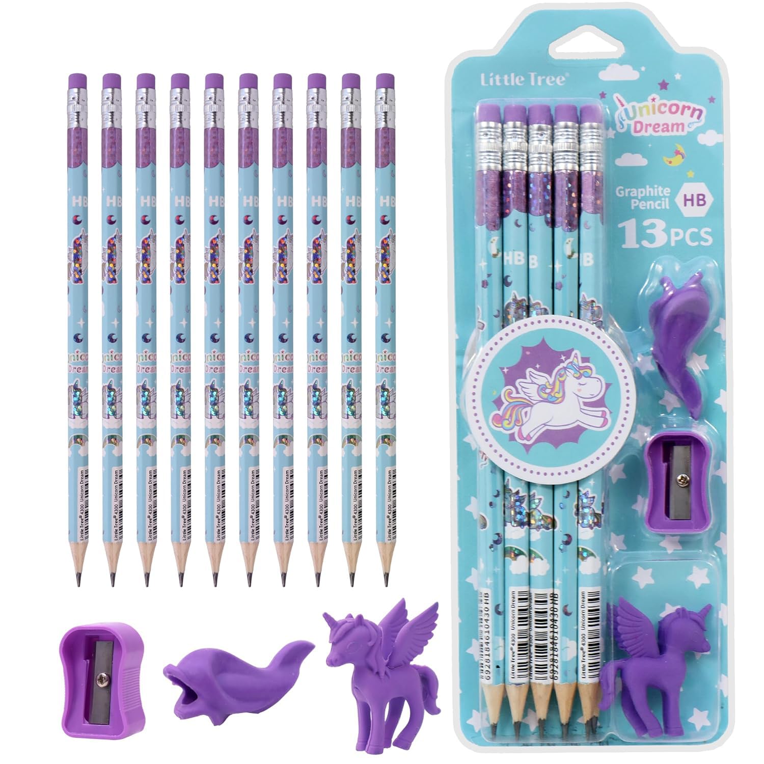Unicorn Themed Stationery Pencils Erasers Bundle Motumal-motumal