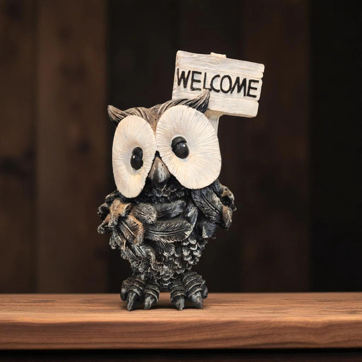 Welcome Owl Showpiece Home Office Decor Resin Greeting Motumal-motumal