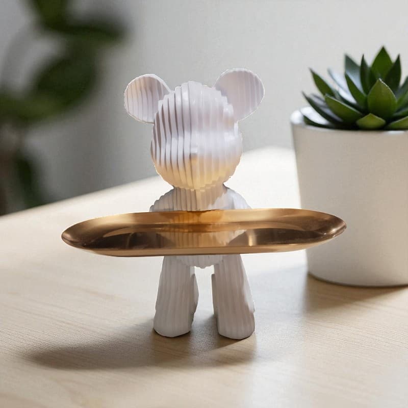 White Bear Multipurpose Tray Holder Decorative Organizer Motumal-motumal