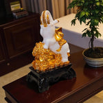 White Golden Elephant Showpiece Coin Decor Figurine Motumal-motumal