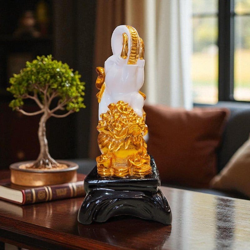 White Golden Elephant Showpiece Coin Decor Figurine Motumal-motumal