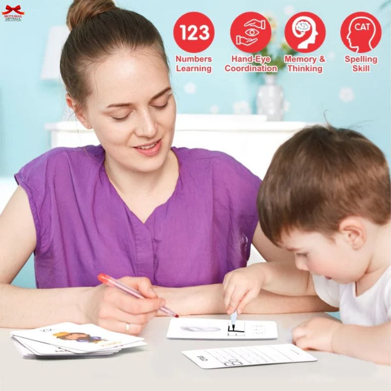 Wipe Clean Educational Flashcards 108 Alphabets Numbers Colors-motumal