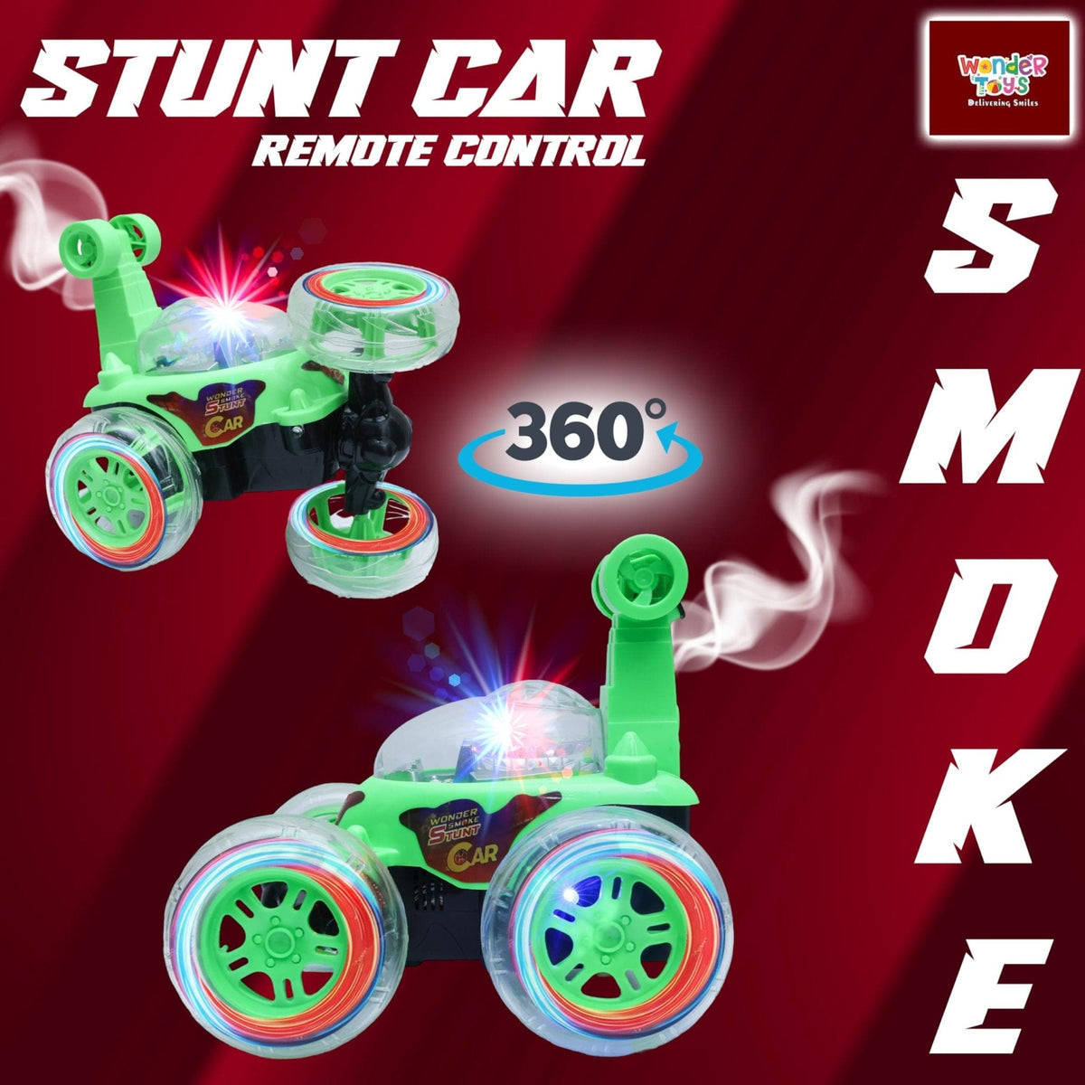 Wonder 360 Smoke Stunt RC Car LED Lights Battery Motumal-motumal